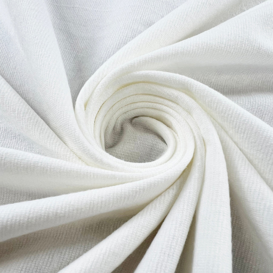 Interlock A Ivory Soft White Cotton Jersey Dress Fabric Twist
