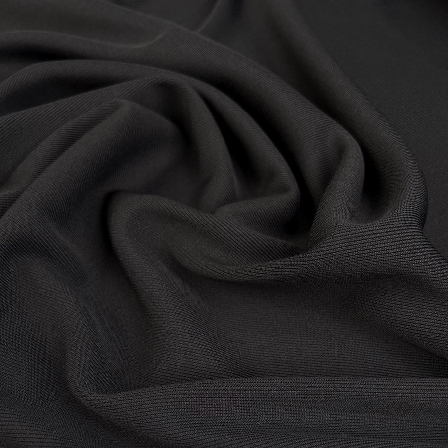 Inwool Jersey Rib Dark Grey Black Nylon Stretch Italian Strong Cuffing Fabric