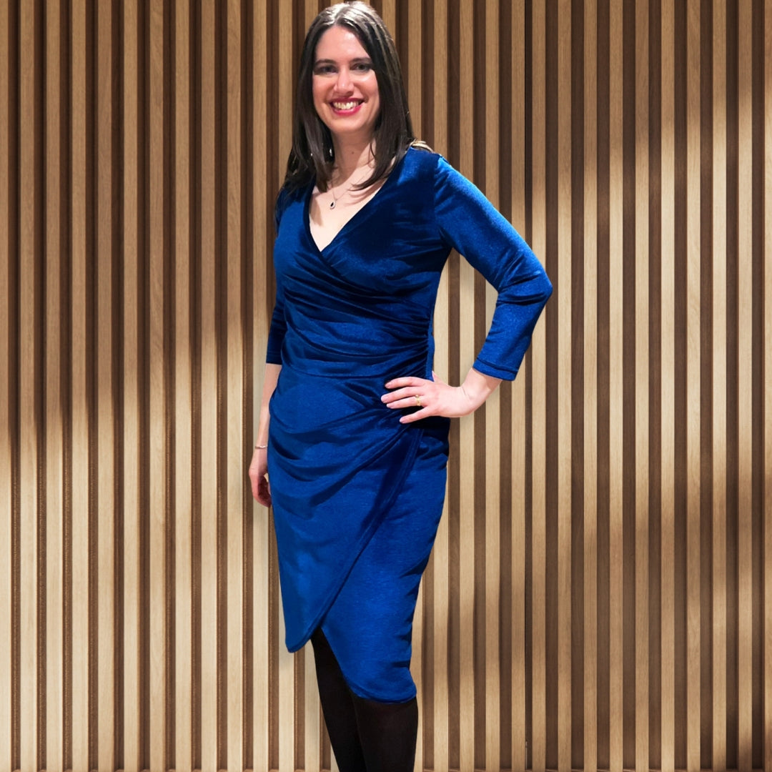 Isabelle Stretch Velvet Navy Dress