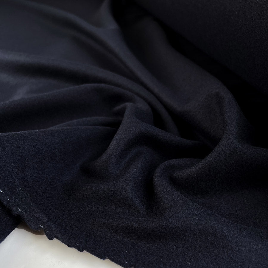 Ita Collection Brushed Navy Wool Fleece Woven Coating Fabric