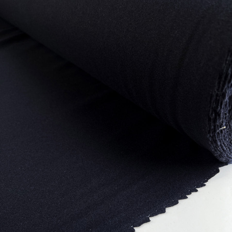Ita Collection Brushed Navy Wool Fleece Woven Coating Fabric Roll