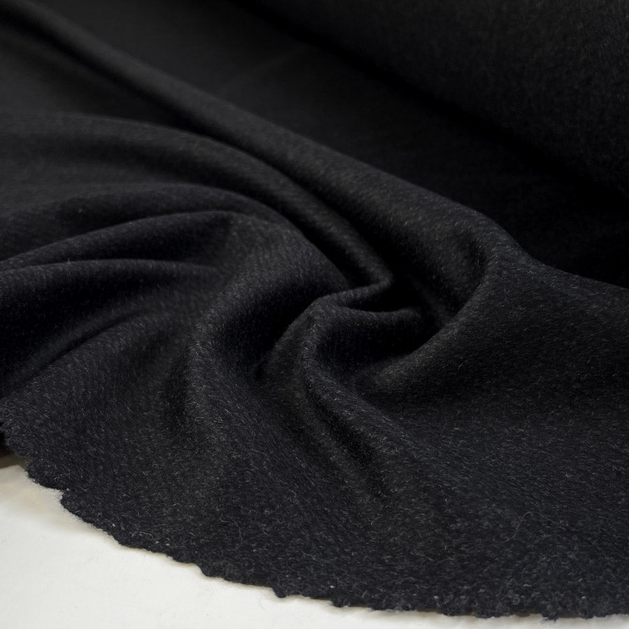 Ita Collection Cashmere Lusso Wool Black Grey Brushed Suiting Fabric