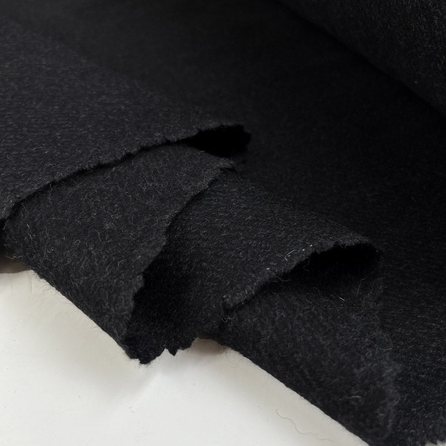 Ita Collection Cashmere Lusso Wool Black Grey Brushed Suiting Fabric Fold