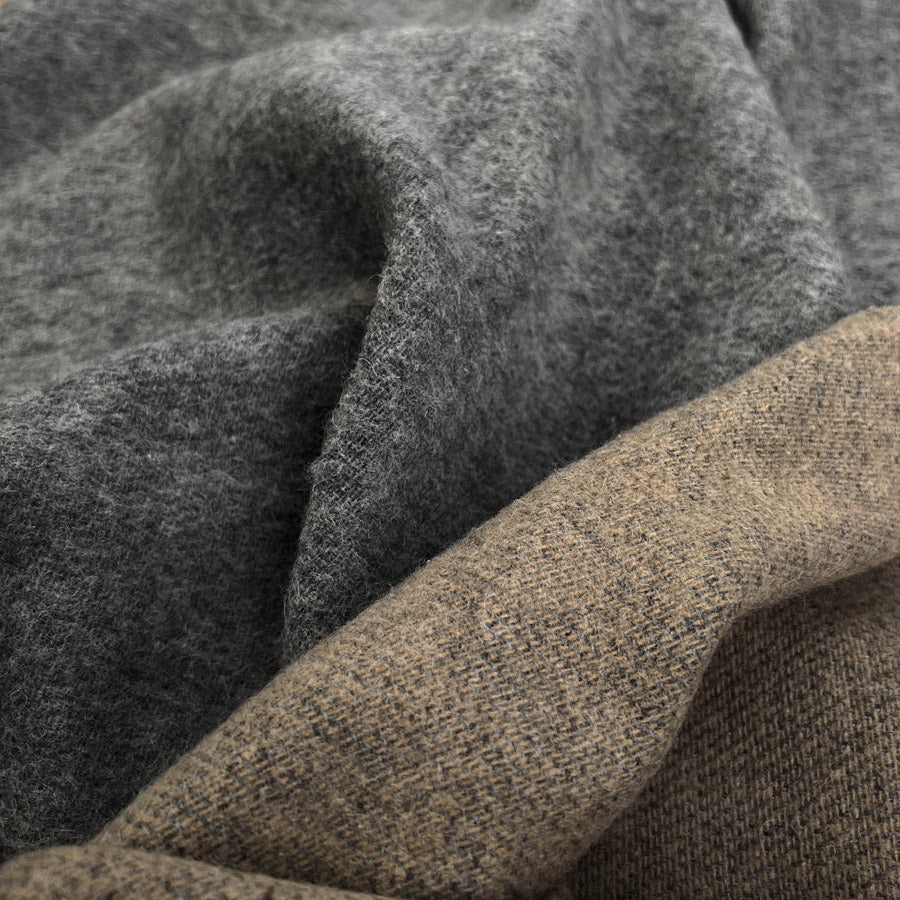 Ita collection two sides grey brown wool woven camel coating fabric cu3