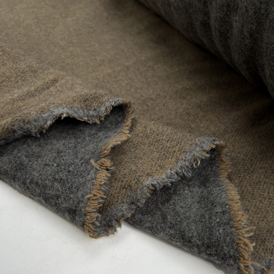 Ita collection two sides grey brown wool woven camel coating fabric fold