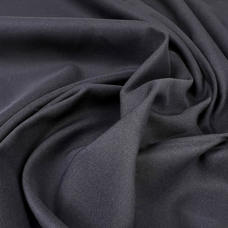 Italian cotton fine rib trousering fabric navy darkest hour cu