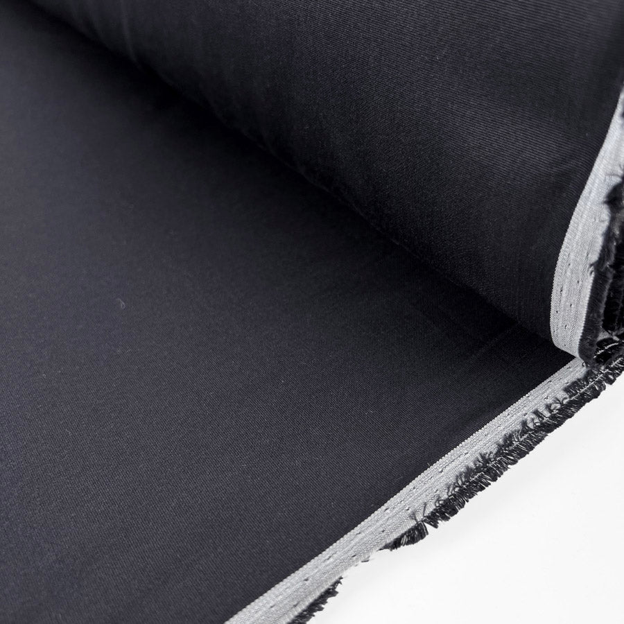 Italian cotton fine rib trousering fabric navy darkest hour roll