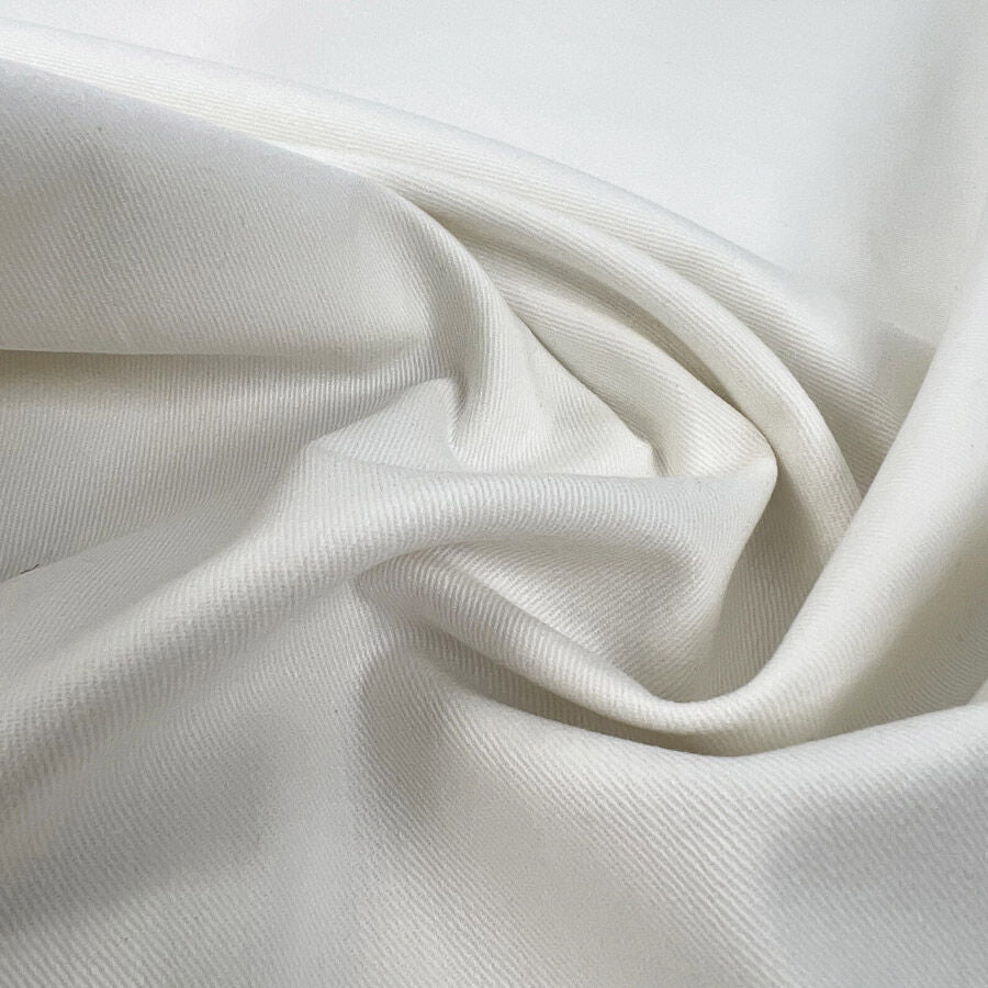 Ivory Stretch Denim Cotton Lycra White Stretch Woven Trouser Fabric