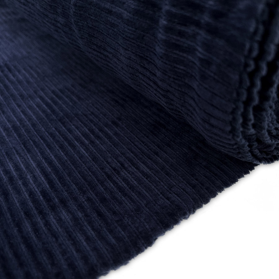 Jersey Corduroy Navy Blue Cotton Polyester Elastane Plush Knitted Dress Fabric Bolt
