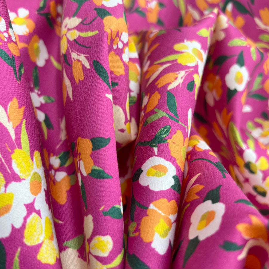 John Kaldor Lizzano Cotton Sateen Dress Fabric Pink Floral Beth Cu2