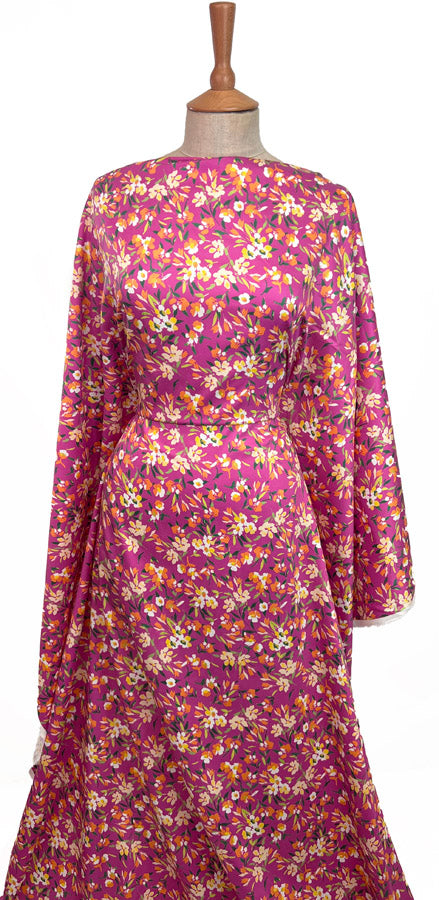 John Kaldor Lizzano Cotton Sateen Dress Fabric Pink Floral Beth Dress