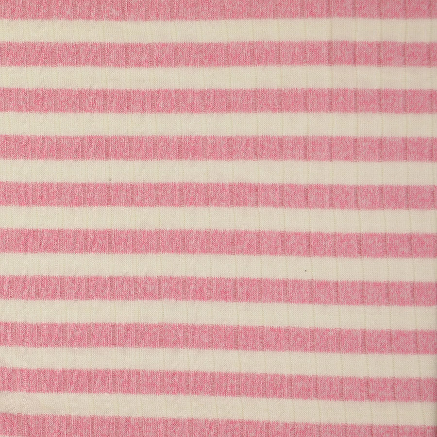 Jolly Jersey Pink Viscose Polyester Elastane Striped Knitted Ribbed Fabric