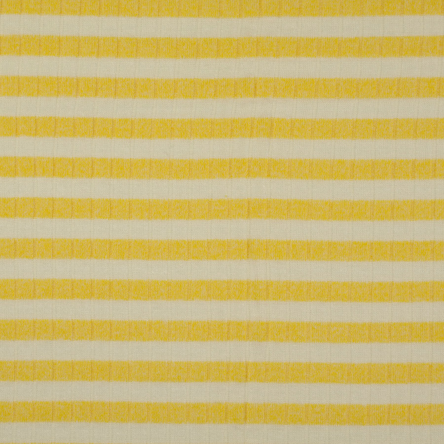 Jolly Jersey Yellow Viscose Polyester Elastane Striped Knitted Ribbed Fabric