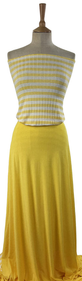 Jolly Jersey Yellow Viscose Polyester Elastane Striped Knitted Ribbed Fabric Mannequin