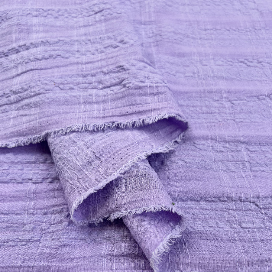 Jovi Violet Purple Cotton Rayon Dobby Woven Jacquard Check Fabric Fold