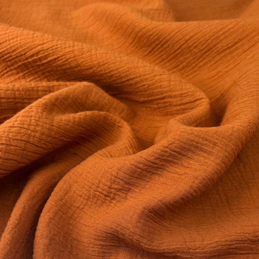 Kaya Gauze Rust Orange Cotton Linen Double Gauze Dress Fabric