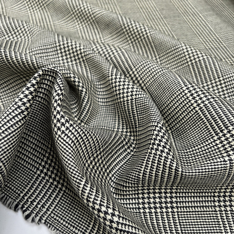 Kentish Wool Black White Houndstooth Check British