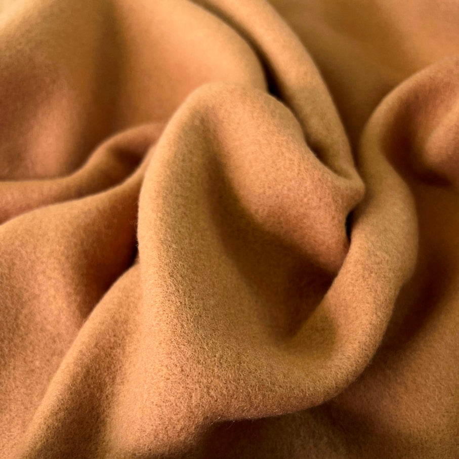 Knitted Mouflon Flannel Fleece Coating Fabric Honey