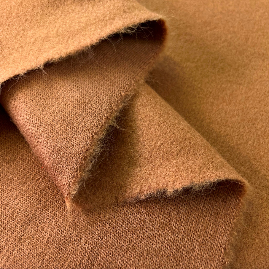 Knitted Mouflon Flannel Fleece Coating Fabric Honey Fold