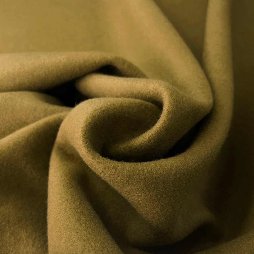 Knitted Mouflon Flannel Fleece Coating Fabric Moss