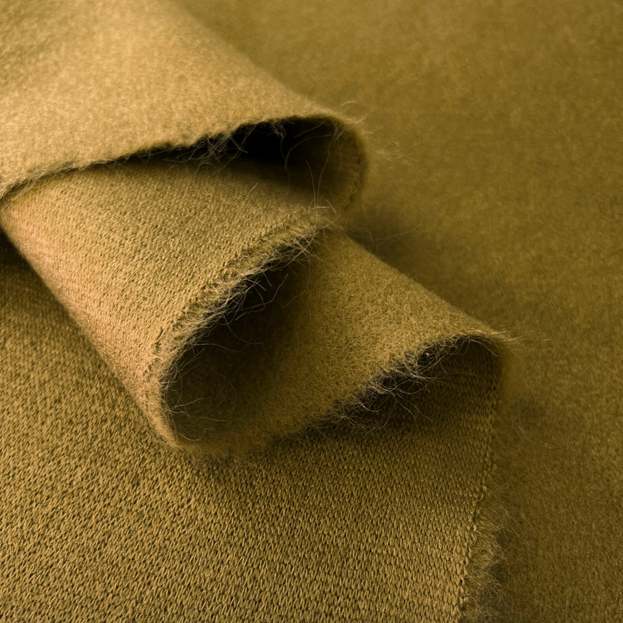 Knitted Mouflon Flannel Fleece Coating Fabric Moss Fold