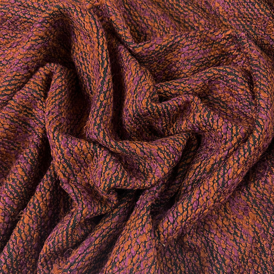 Knitted Polyester Acrylic Boucle Fabric Beau Rust Red
