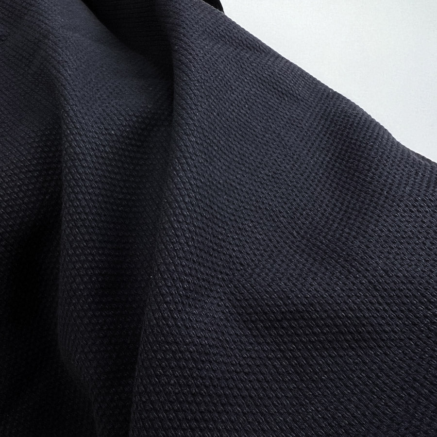 Knobbled Dark Navy Cotton Bobbled Suiting Fabric