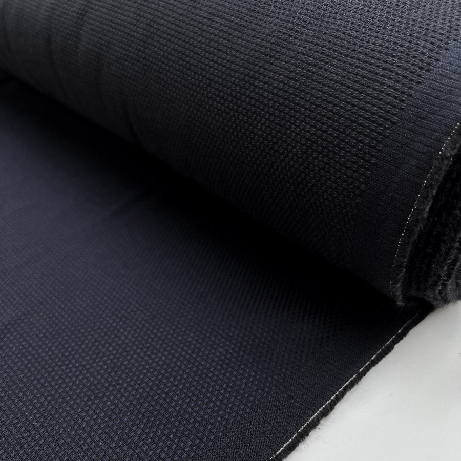 Knobbled Dark Navy Cotton Bobbled Suiting Fabric Roll