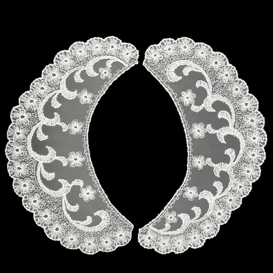 Lace Floral Embroidered Cotton Polyester Collar Emma White Full