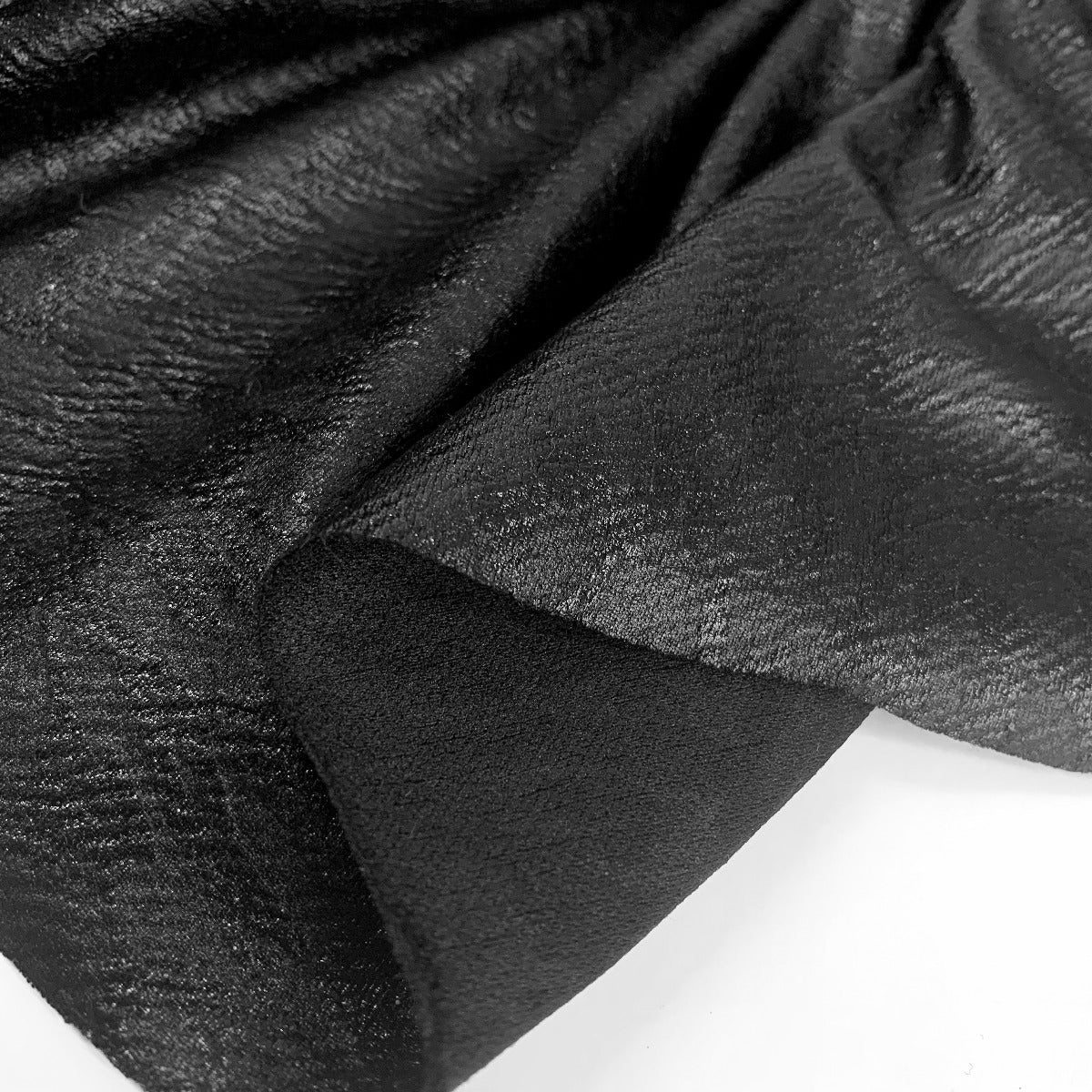 Leather Look Floral Black Polyester Fabric Fold