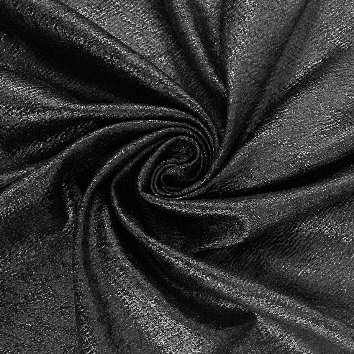 Leather Look Floral Black Polyester Fabric Swirl