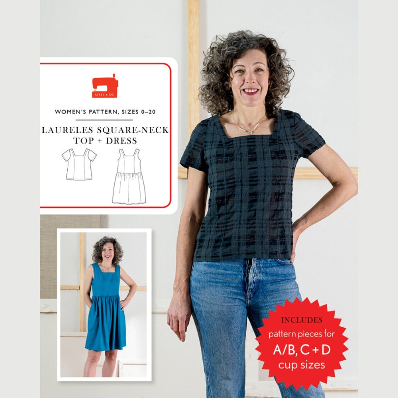 Liesl And Co Laureles Square Neck Top Dress Pattern Cover