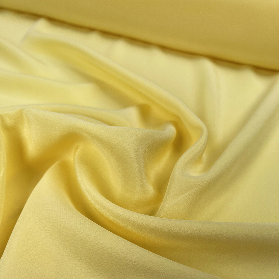 Limoncello silk yellow plain woven italian lightweight dress fabric cu