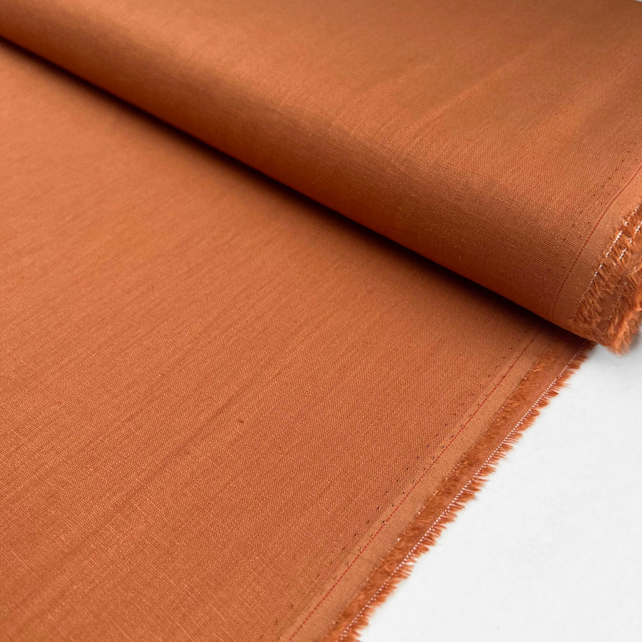 Linen Fusion Rust Viscose Blend Plain Dress Fabric Bolt