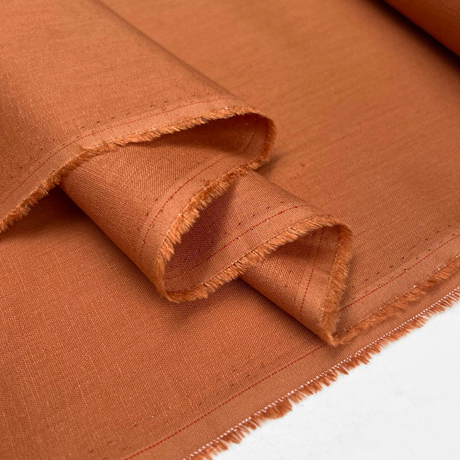 Linen Fusion Rust Viscose Blend Plain Dress Fabric Fold