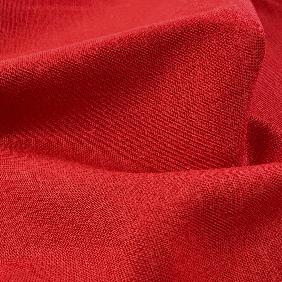 Linen mix scarlet red dress fabric cu