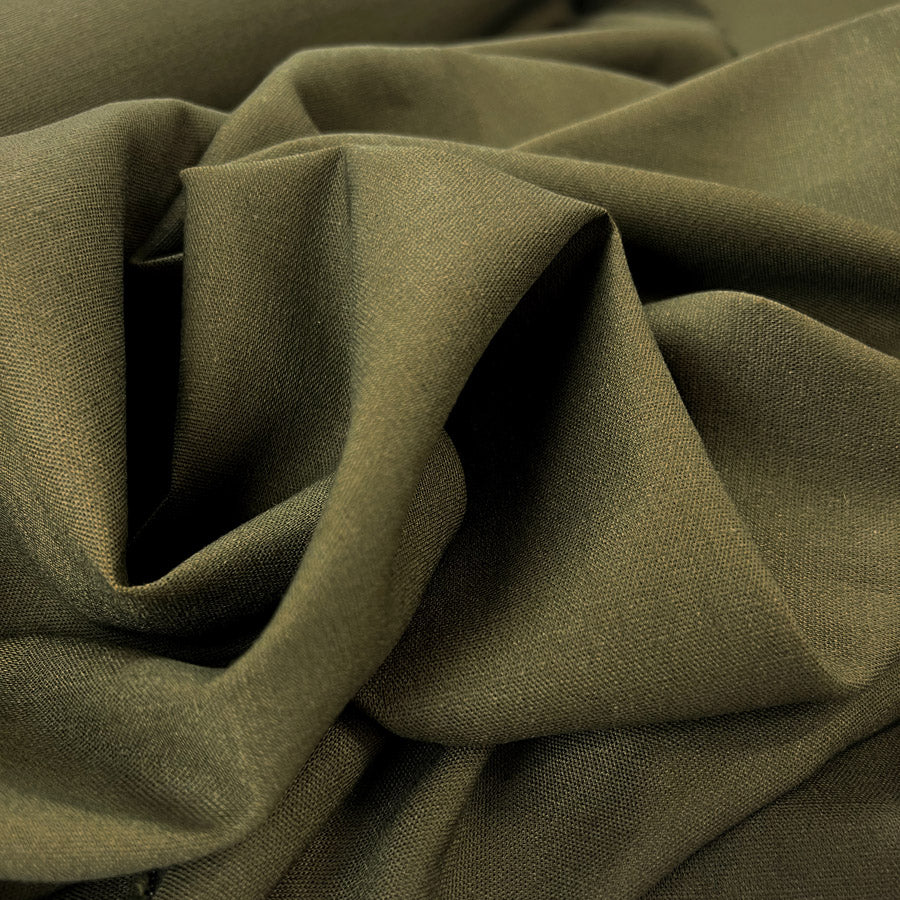 Linen Viscose Mix Stretch Fabric Forest Green Cu2