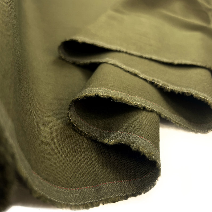 Linen Viscose Mix Stretch Fabric Forest Green Fold