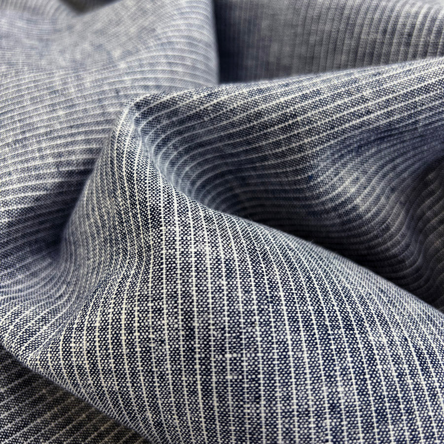 Linencotton Striped Dress Fabric Don T Be Noisy Indigo