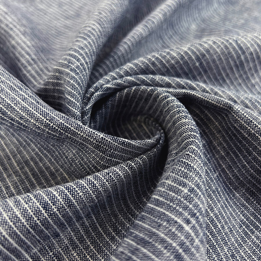 Linencotton Striped Dress Fabric Don T Be Noisy Indigo Twist