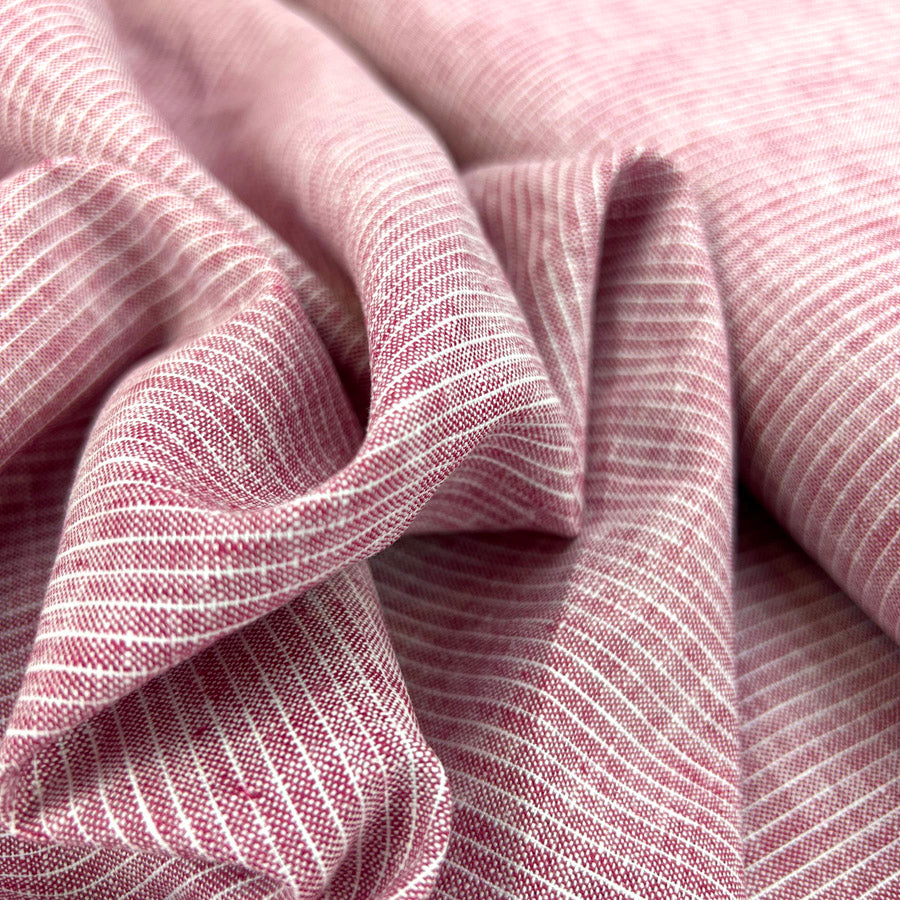 Linencotton Striped Dress Fabric Don T Be Noisy Red