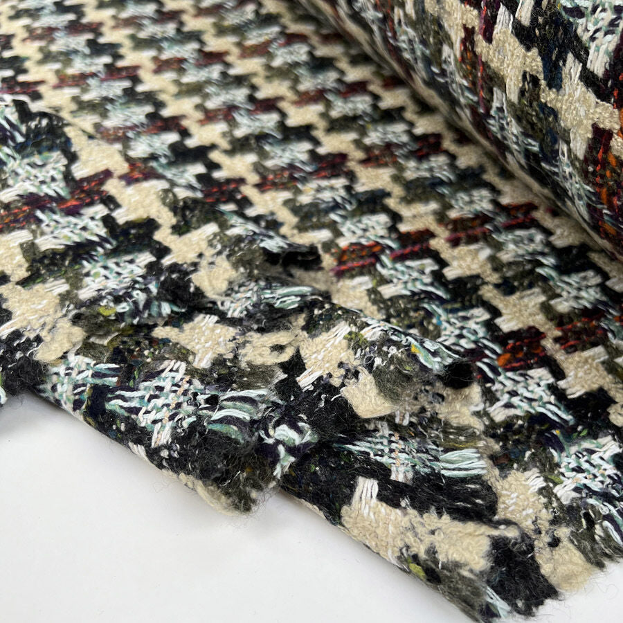 Linton Dior Ada Cream Wool Deadstock Ex Designer Tweed Coating Fabric Fold