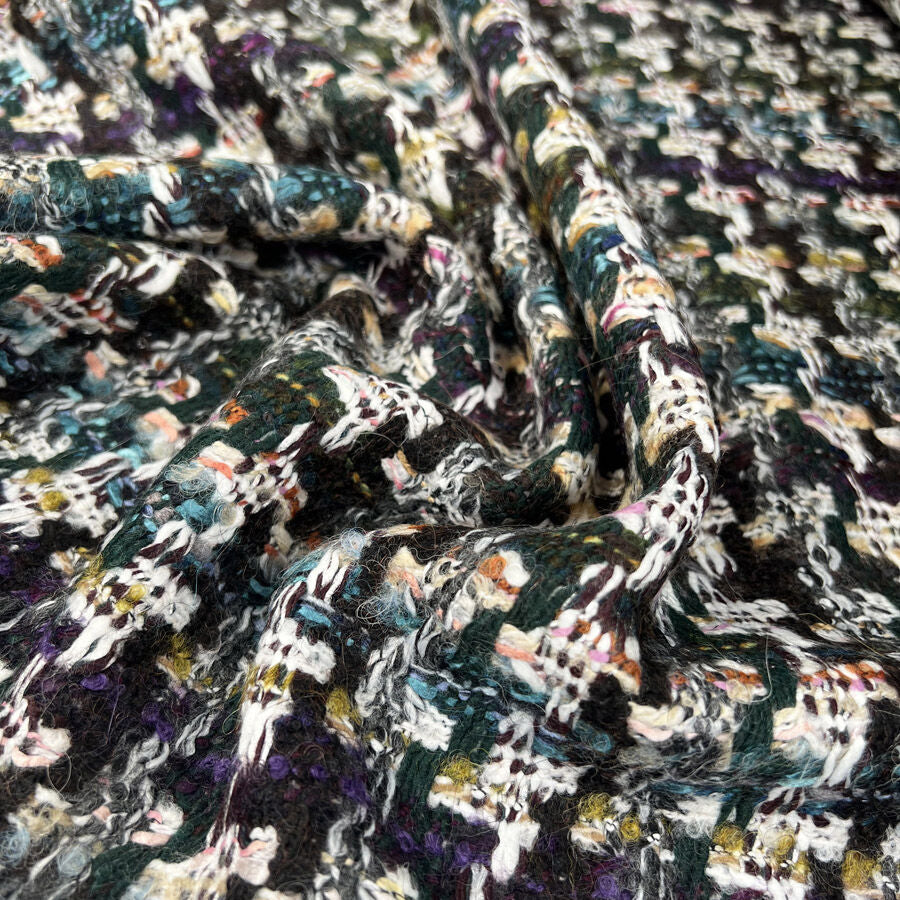 Linton Dior Edith Green Wool Deadstock Ex Designer Tweed Coating Fabric