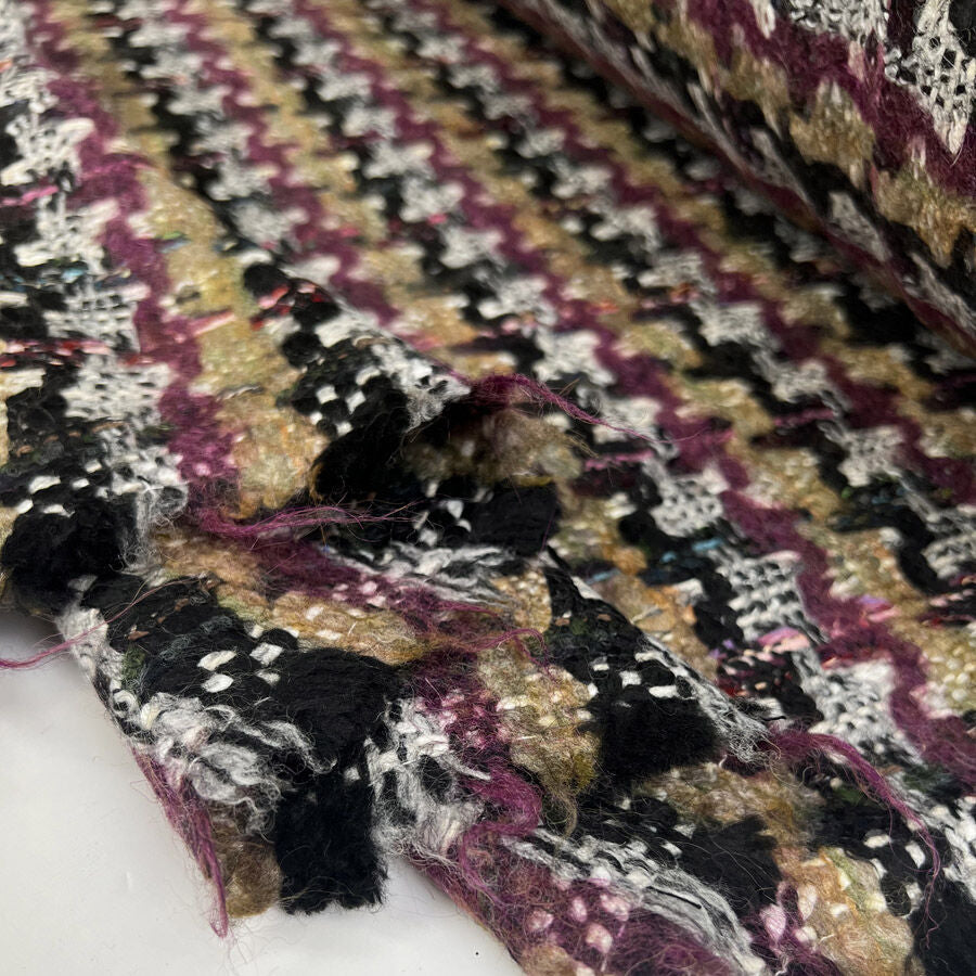 Linton Dior Ester Pink Wool Deadstock Ex Designer Tweed Coating Fabric Fold