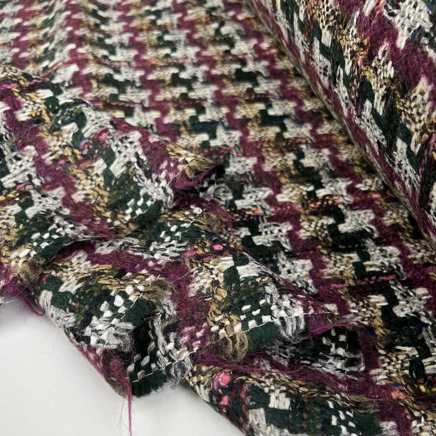 Linton Dior Wren Pink Wool Deadstock Ex Designer Tweed Coating Fabric Fold
