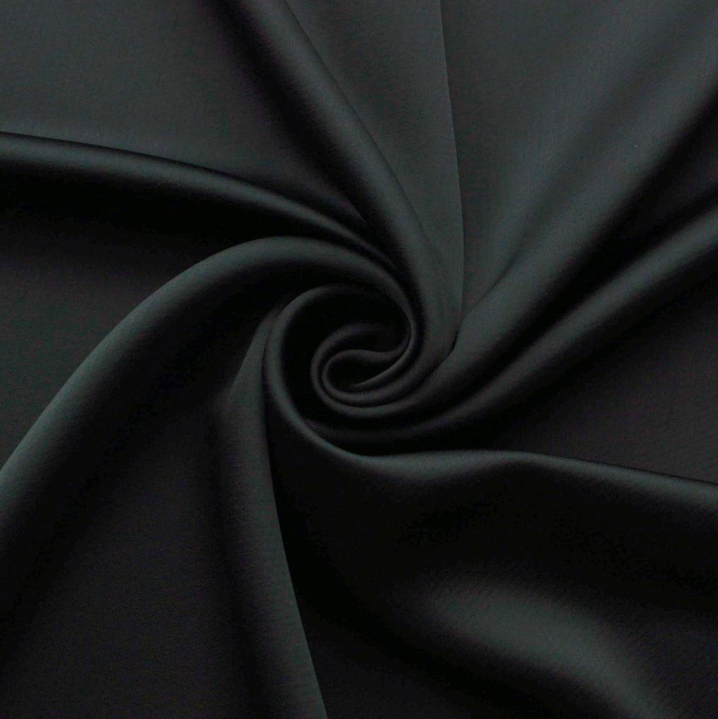 Liquid Black Polyester Satin Crepe Black Dress Fabric Drape Close Up Fabric Photo