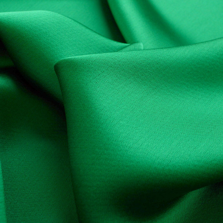 Liquid Emerald Satin Polyester Dress Fabric Cu