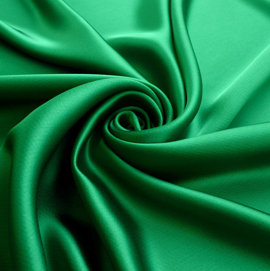 Liquid Emerald Satin Polyester Dress Fabric Cud