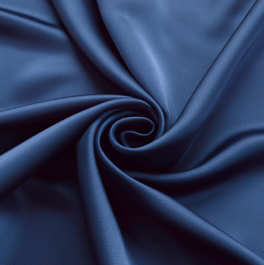 Liquid Navy Satin Polyester Dress Fabric Cud