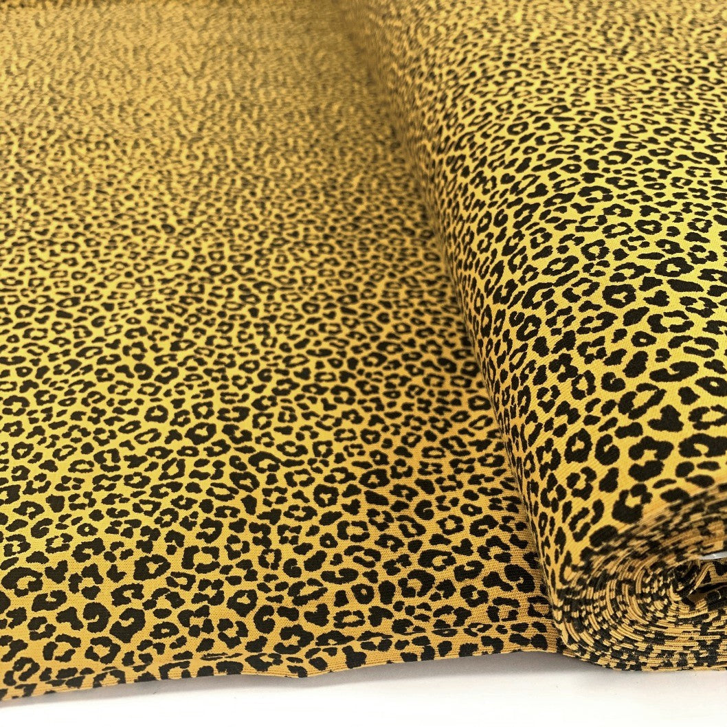 Little Leopard Ochre Soft Knitted Viscose Elastane Jersey Ojutie Dress Craft Fabric Bolt Fabric Photo